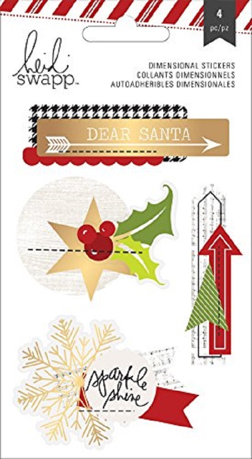 Heidi Swapp Oh What Fun Dimensional Acetate Gold Foil Scrapbook Stickers #1225