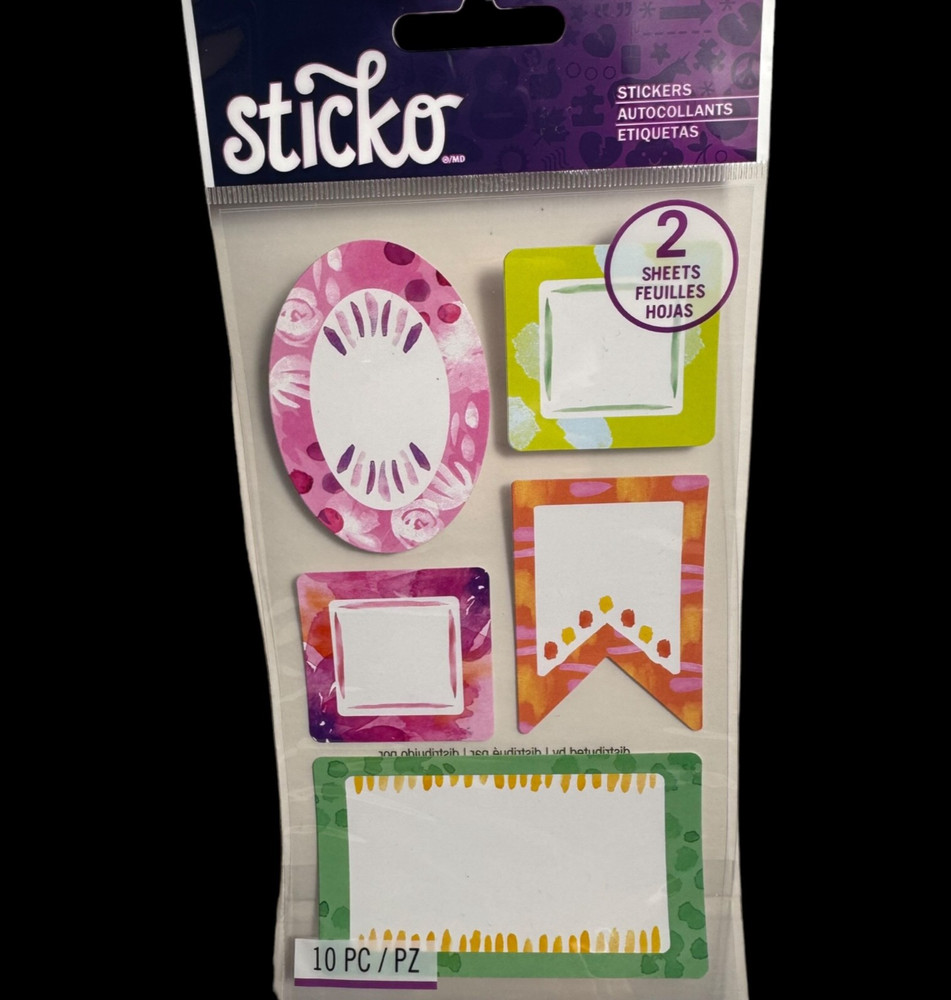 Sticko Stickers BRUSHTROKE LABELS Scrapbooking EK Success 10 Pieces 52-01577