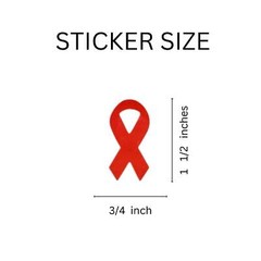 Red Awareness Ribbon Stickers 1.5×0.75 Inch 1 Pack (250pcs)