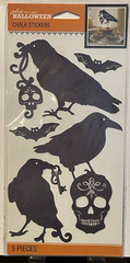 5pc Jolee’s Halloween CHALK STICKERS Skull Crow Scrapbook Junk Journal Spooky