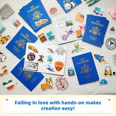 30 Pcs Fake Passport Book for with 300 Non-Repeating Stickers (Including 6 Th…