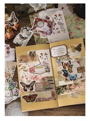 Vintage Scrapbook Supplies 260 PCS – 120 Matte Papers, 80 Washi Stickers, 20