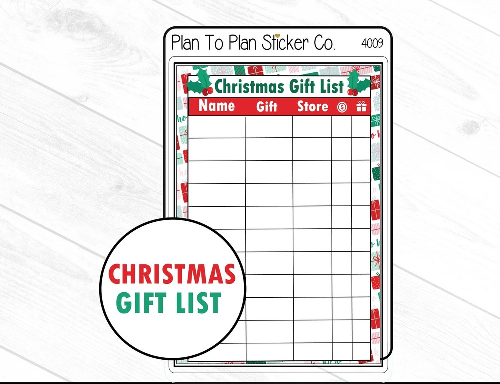 4009~~Christmas Gift List Tracker Planner Stickers.