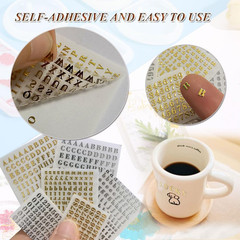Glitter Letter Stickers for Resin 6 Sheets 3Mm Alphabet Number Stickers Alloy Me