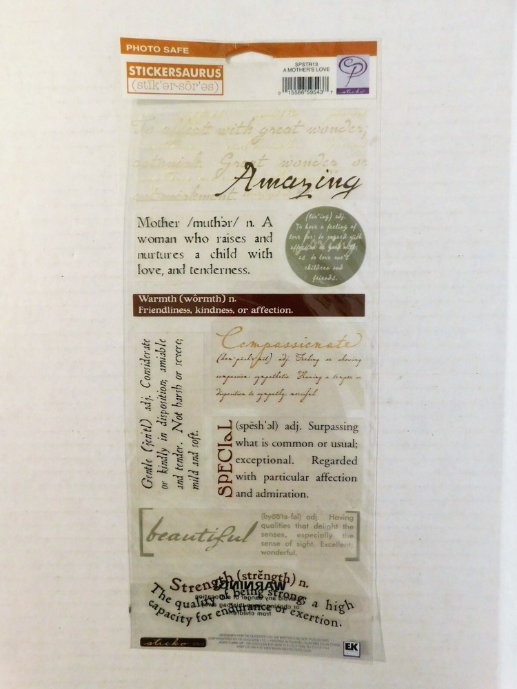Mothers Day Journaling Scrapbook Stickers A Mothers Love STR123 EK Success