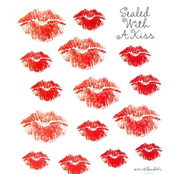 2 Sheets Red Lips Love Scrapbook Stickers Papercraft Planner Supply Valentine