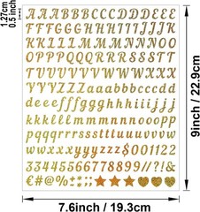 0.5 Inch Small Letter Sticker, Golden Vinyl Self Adhesive Alphabet Number Sticke