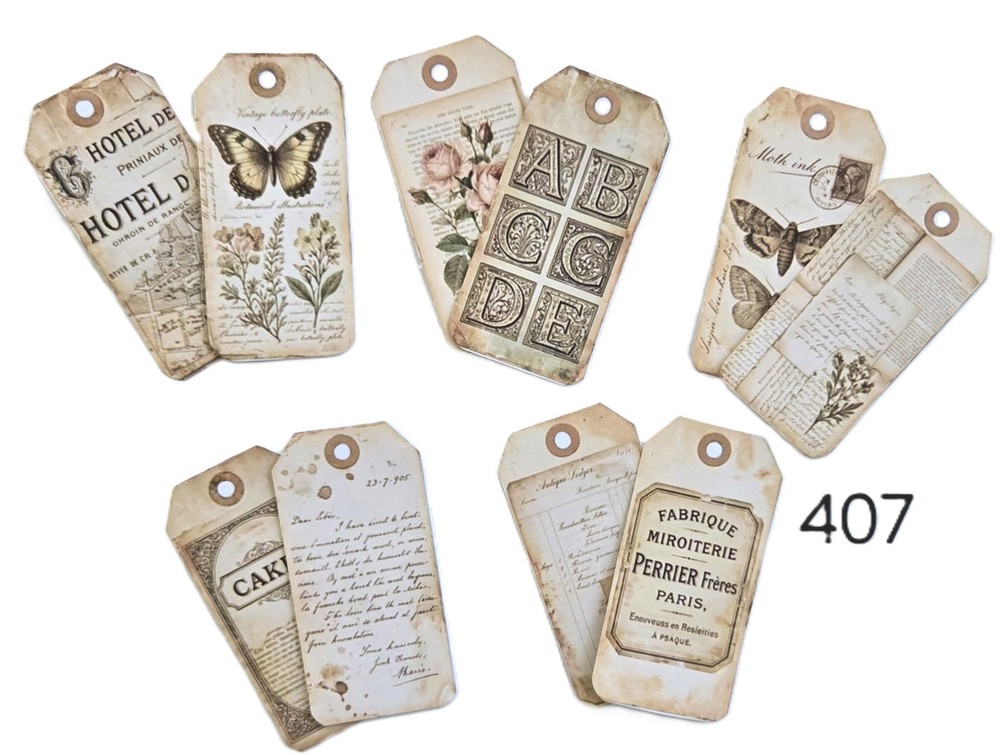 Vintage style Tags Supplies Scrapbooks Junk Journal 407