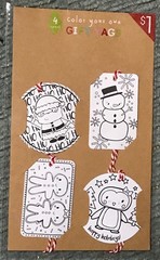 NEW Horizon Group Color-Your-Own Four (4) Christmas-Themed Gift Tags