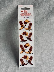 Mrs. Grossman’s Stickers Cowboys & Western Brown Yellow Boots Hats Three Sheets