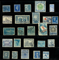 25 Blue Teal Slate Worldwide Used Stamps Color Lot — Crafts Art (WM254)
