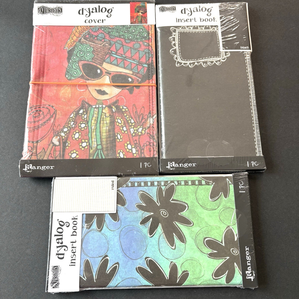 Dylusions Dyalog Cover & 2 Insert Books LOT Junk Journal Scrapbook