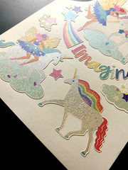 UNICORN PEGASUS FAIRY RAINBOW IMAGINE STARS FANTASY vintage sticker decal 1982