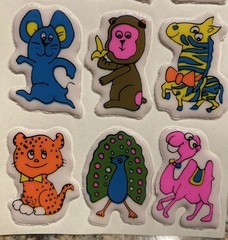 NOS Vintage Neon Puffy Stickadoos Animal Stickers card 70s-80s