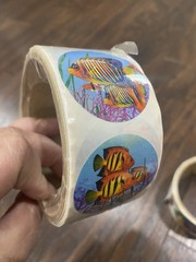 VTG 90s Tropical Fish Round Stickers In A Roll Ocean Life 100+ Colorful