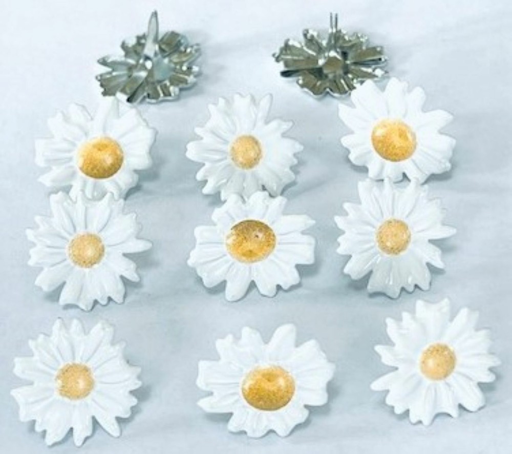 WHITE DAISY BRADS Flower Spring Floral Scrapbooking Card Making Stamping