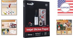 Printable Glossy Sticker Paper – 120 Sheets, 8.5×11, Inkjet-Compatible