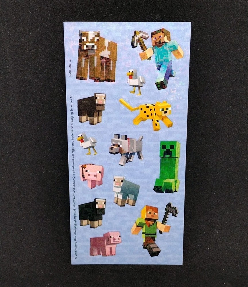 MINECRAFT Stickers 2 Sheets 26 Pieces Hallmark/Mojang Steve New