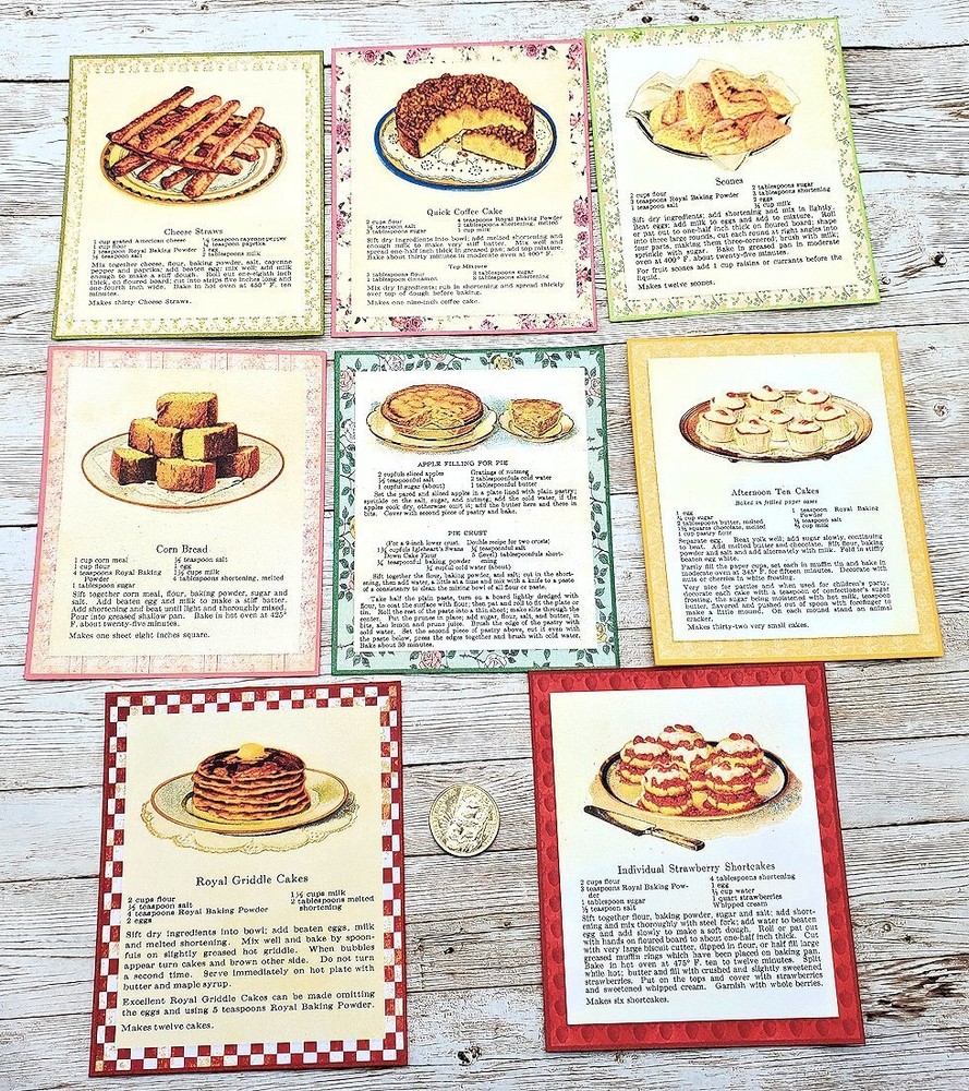 8-Retro-Mid Century-1950’s-Recipe Cards-Ephemera-Cooking-Smooth Heavy Cardstock