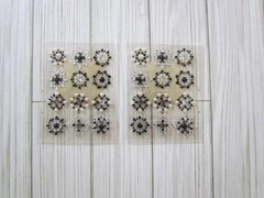 GEMS Bling Rhinestones Pearls Black Clear Mini Flowers Stickers 3 packages