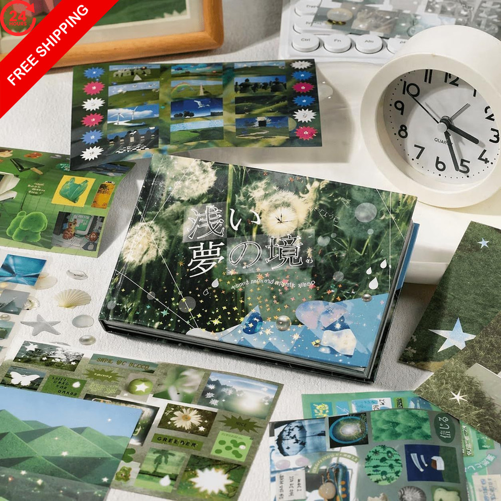 Dreamcore Aesthetic Sticker Book, 72 Sheets Mixed 4 X 3 Inches, Shallow Dream