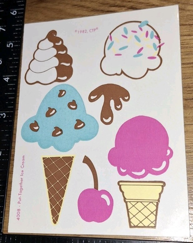 Vintage Stickers CTP city Slicker Ice Cream Cones RARE 1 Sheet,code20-1