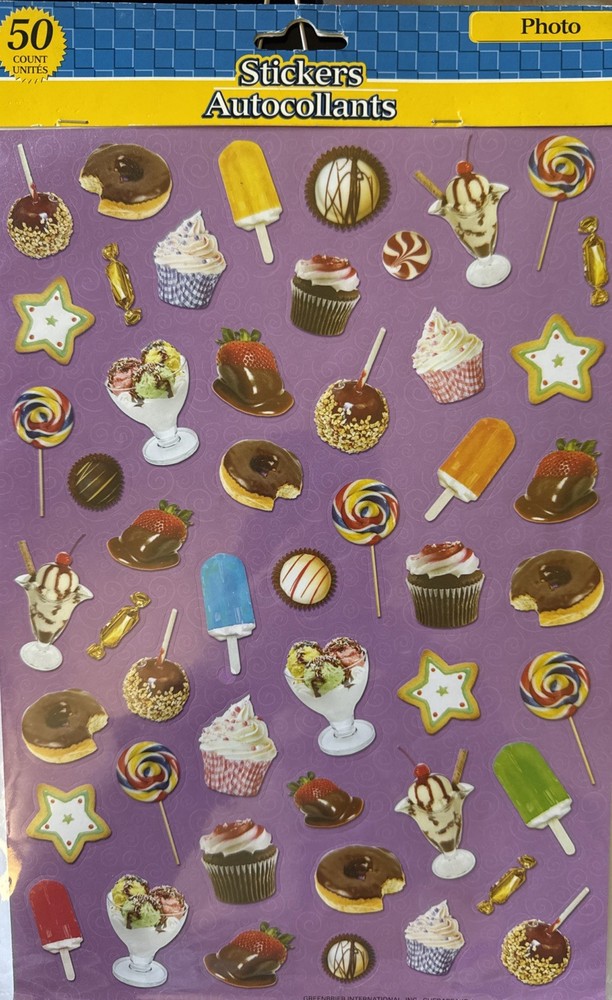DESSERT FOOD Stickers(50pcs) •Cupcake•Donuts•Cookies•Ice Cream•Candy•Card Making