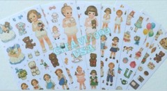 NEW! AFROCAT PAPER DOLL MATE DECO STICKER SET 6 PCS. BOY GIRL DOLL STICKERS USA