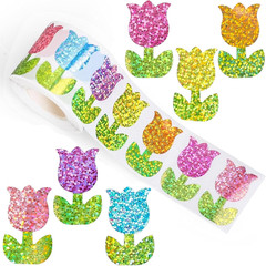 500 Pcs 1.5 Inch Glitter Tulip Stickers, 6 Colors Self-Adhesive Labels