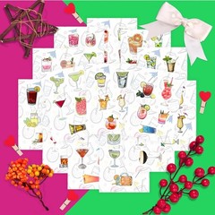 Waterproof Vinyl Cocktail Stickers for Bottles & Laptops, 5.8×4.13 in
