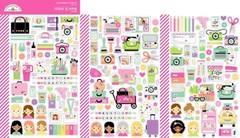 Doodlebug Mini Icon Stickers Color Me Crafty Tools Cameras Girl Friends Retreat