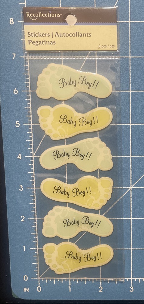 Crafts Stickers Recollections Baby Boy Footprints Feet Toes 6pc