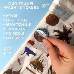 300+ Travel Stickers for Scrapbooking & 20 A5 Papers – Pre-Cut Washi Stickers…