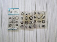 GEMS Bling Rhinestones Pearls Black Clear Mini Flowers Stickers 3 packages