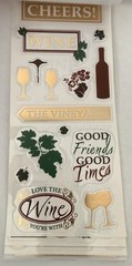 Paper House Clear Cut WINE & Friends themed sticker set~145 pcs. BNIP Nice!