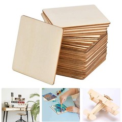 50 Pcs Unfinished Wood Pieces, Natural Blank 4 X 4 Inch Wood Squares, Wooden …