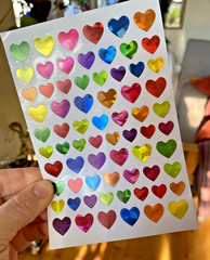 Lot Of 4 Sparkle Prismatic Rainbow Heart Sticker Sheets: Perfect For Planners!