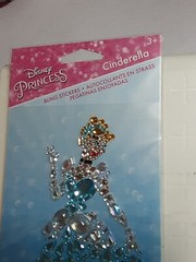 Disney Princess Bling Stickers Cinderella and Belle 6×3 3/4 inches NIP