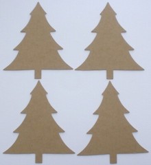 (4) TREE – Christmas Raw Bare Unfinished Chipboard Die Cuts – 4″ x 4 3/4″ inch