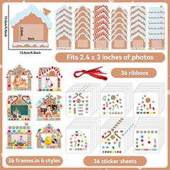 Qyeahkj 36 Packs Christmas Picture Frame Craft Kits for Kids, DIY Christmas C…