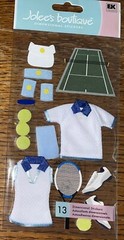 RARE JOLEES TENNIS Court RACQUET BALL Uniform Polo SHOES Visor Hat Sport STICKER