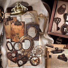 30 Steampunk Mechanical Clock Stickers for DIY Scrapbook Journal Embellishment