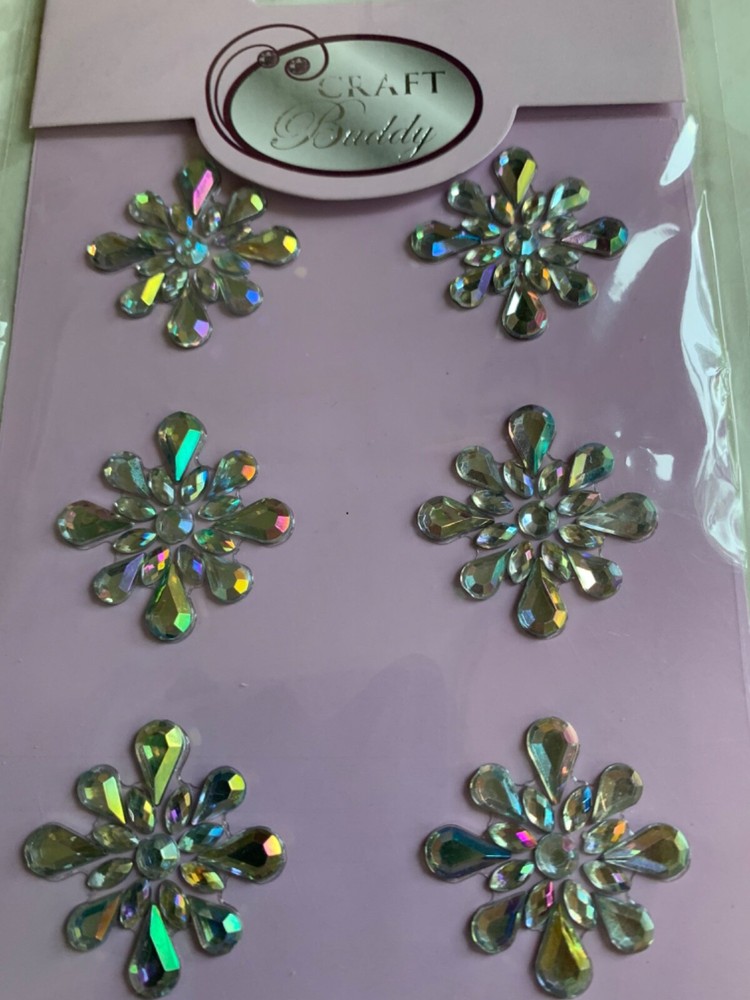 3D ADHESIVE GEMSTONE CLEAR GEMSTONE FLOWER SHAPE 6 PCS