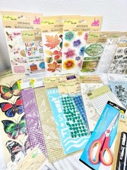 Crafter’s Square Mixed Craft Lot: Stickers, Clear Stamps, Die, Googly Eyes