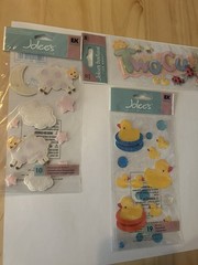 JOLEE *TWO CUTE *RUBBER DUCKIES and *PINK SHEEP + MOON Scrapbook Sticker LOT!