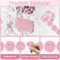 1.5″ Pink Rose Gold Round Labels 500Pcs Self Adhesive Gift Business Stickers
