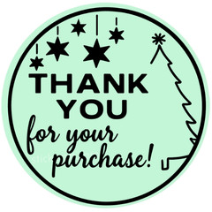 Christmas Thank You Stickers 2” Round Green Tree Design Small Business