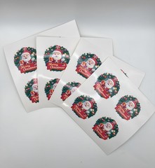 Christmas Santa Stickers – 1.5” Circle – 4 Sheets – Merry Christmas Labels