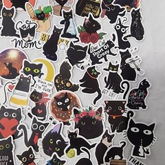 Cartoon Cat Stickers Black Kitty Die Cut Vinyl Decals Scrapbook Journal 100 Pc