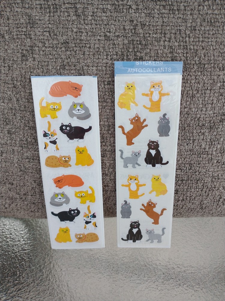 Mrs. Grossman’s stickers lot Of 4 Strips Cubby Cats Kittens Playful Cats New